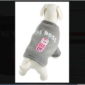Bow & Drape The Boss Pet Dog Sweatshirt , Gray Medium